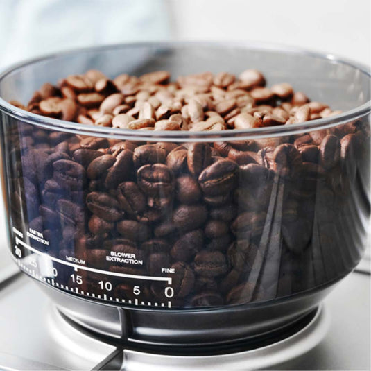 Gastroback Design Espresso Barista Pro 42616 Espresso Machine, close-up of the bean hopper