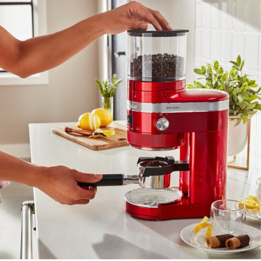 KitchenAid Artisan 5KCG8433 Coffee Grinder, grinding coffee in a kitchen