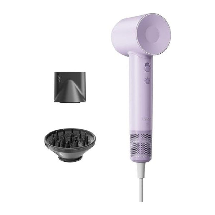 Laifen Swift Special Hair Dryer in lilac, with its nozzles