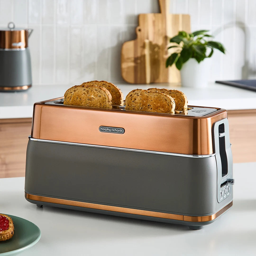 Morphy Richards Signature 245742 Toaster – 4 slices, 7 browning settings, Grey/Copper