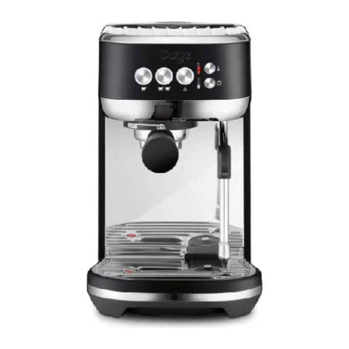 Sage Bambino Plus SES500BTR Espresso Machine in Black Truffle, front view