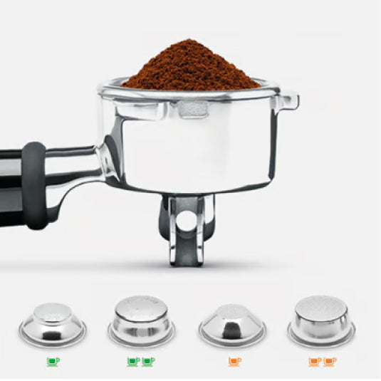 Sage Dual Boiler BES920UK Espresso Machine in Brushed Stainless Steel, portafilter and filter baskets