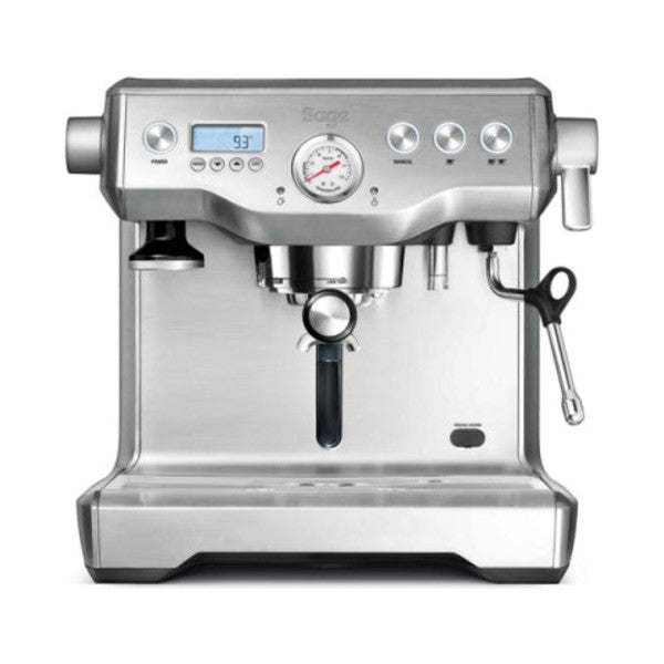 Sage Dual Boiler BES920UK Espresso Machine in Brushed Stainless Steel, front view