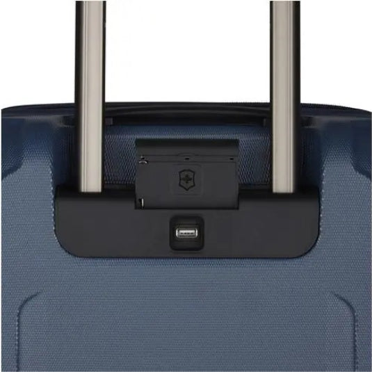 Victorinox Werks Traveler 6.0 609967 Carry-On Suitcase in Blue, close-up of the telescopic handle