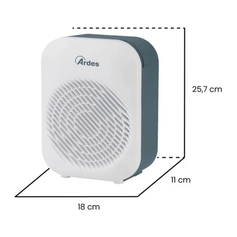 Ardes AR4F14G Fan Heater in White/Grey, dimensions drawing