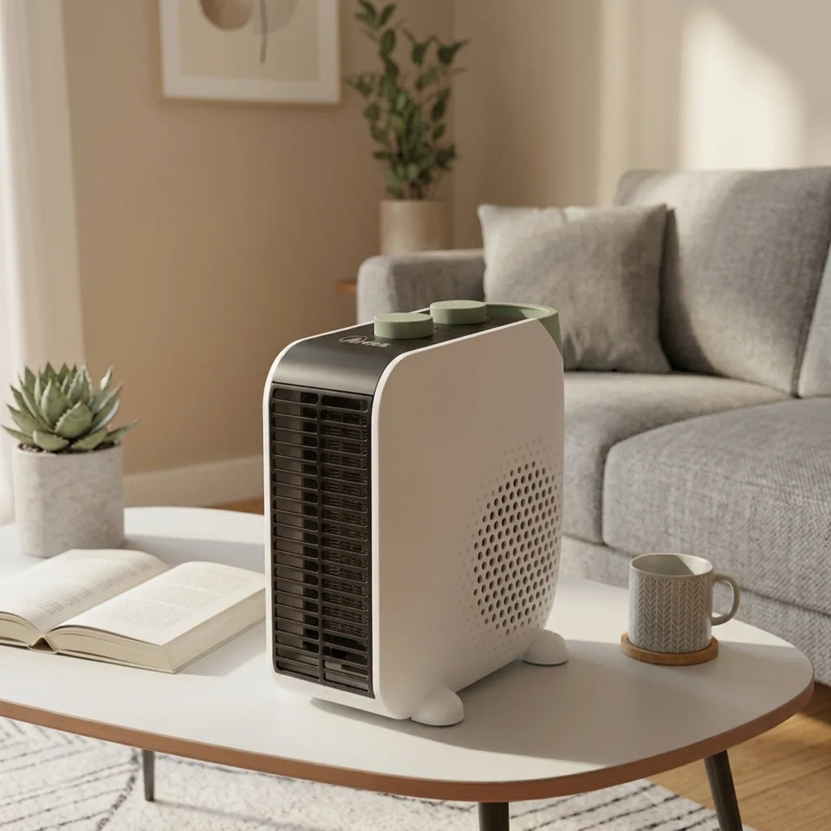 Ardes AR4F15 Fan Heater in White/Grey, in a room setting