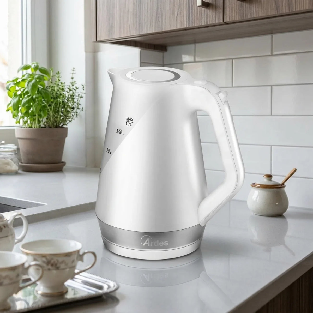 Ardes Ketty Shade AR1K46 Electric Kettle in White, in a room setting