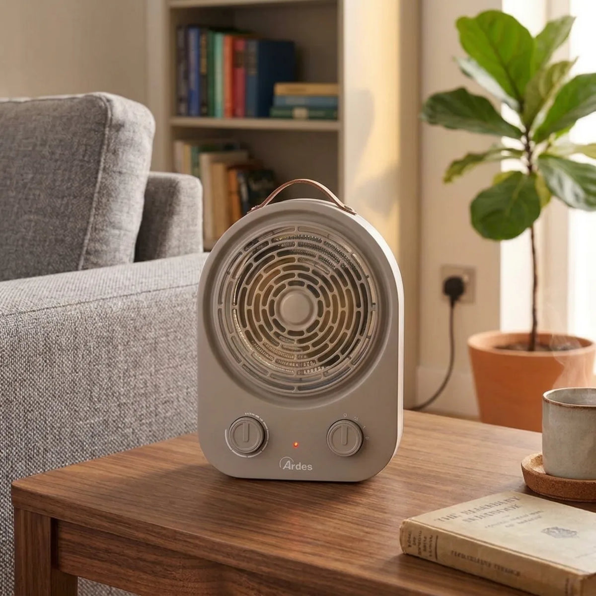 Ardes Syntho AR4F17 Fan Heater in Beige/White, in a room setting