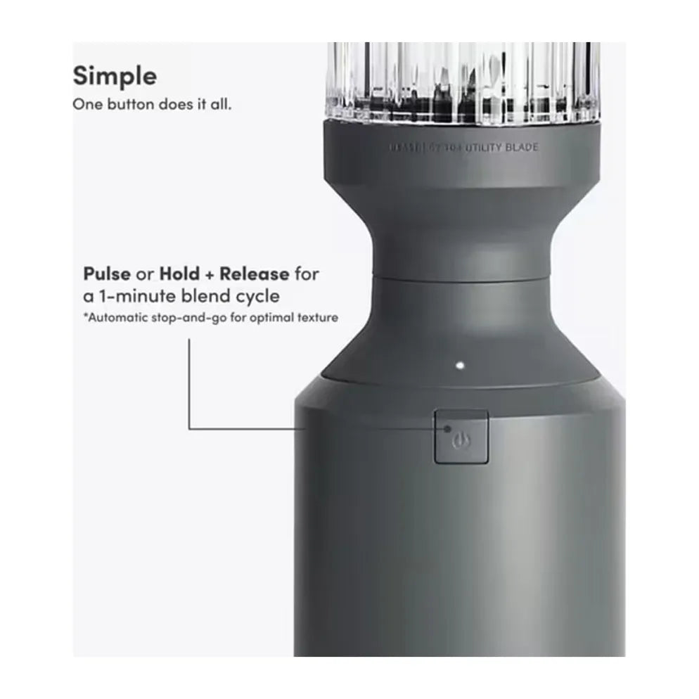 Beast Mega 1200 Plus B12MH Blender in Charcoal, close-up of the single power button and indicator light
