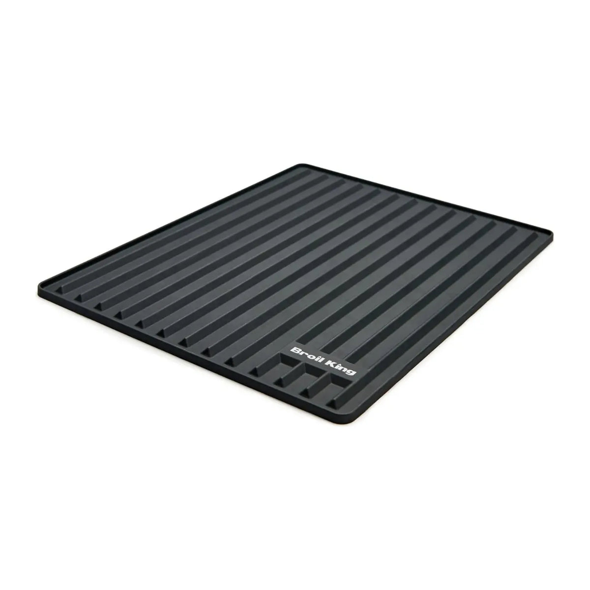 Broil King 60009 in Black, flat ribbed mat with raised edge on plain background