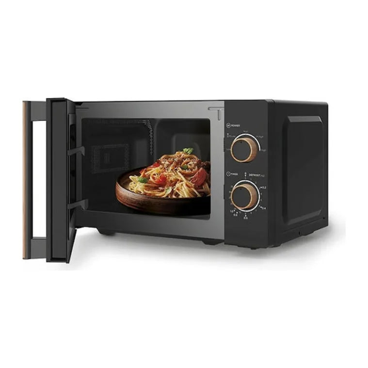 Izzy IZ-8006 Microwave Oven in Black, shown open