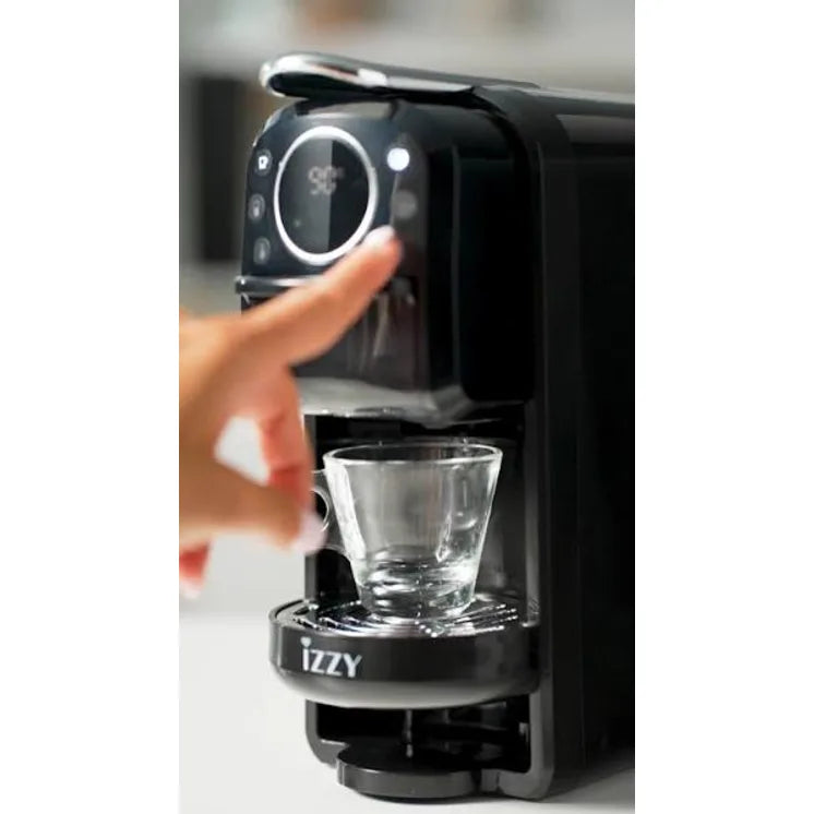 Izzy Parma IZ-6019 Espresso Machine in Black, in use