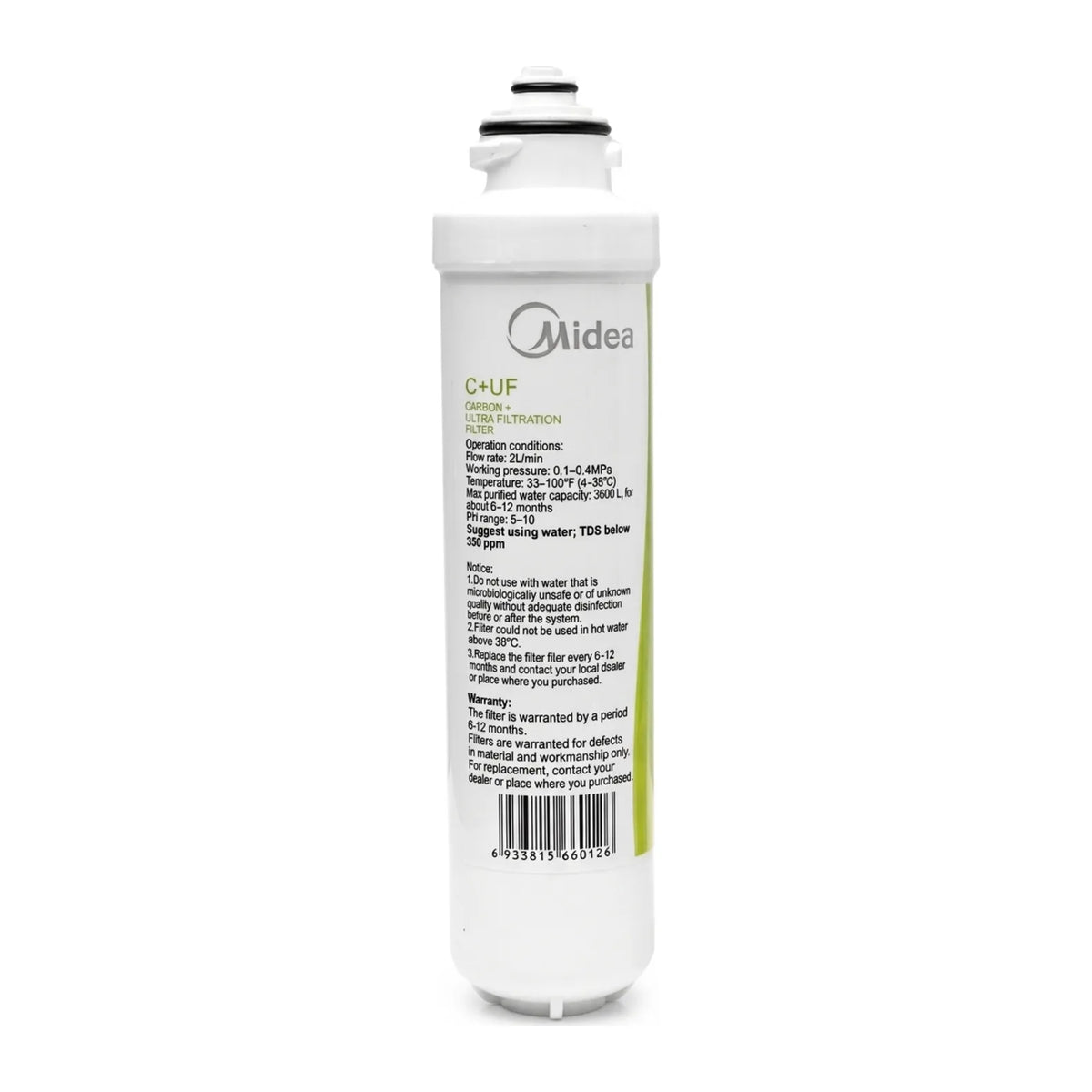 Midea 15663200A09125 Water Filter, front view