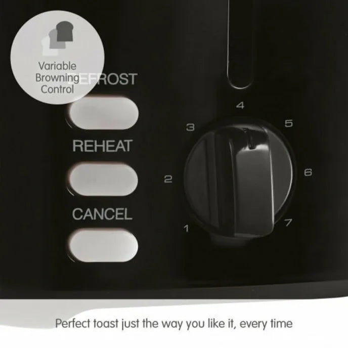 Morphy Richards Equip 222067 Toaster in Black, close-up detail