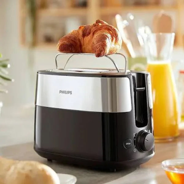 Philips Daily Collection HD2516/90 Toaster in Black, side view
