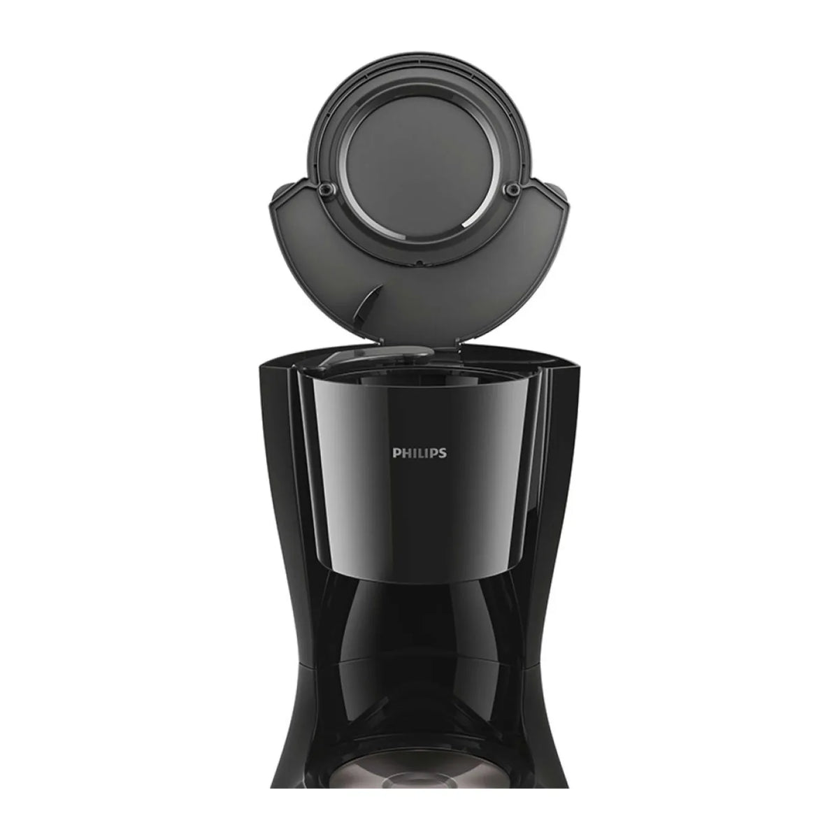 Philips Daily Collection HD7461/20 Filter Coffee Maker in Black, shown open