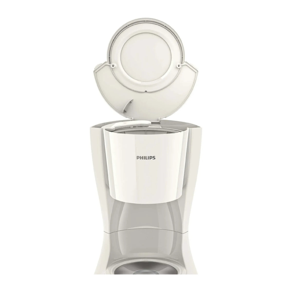 Philips Daily Collection HD7461/20 Filter Coffee Maker in White, shown open