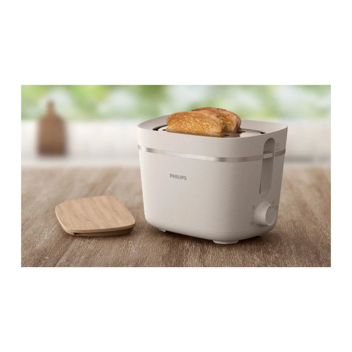 Philips Eco Conscious Edition HD2640/10 Toaster in White, in a room setting