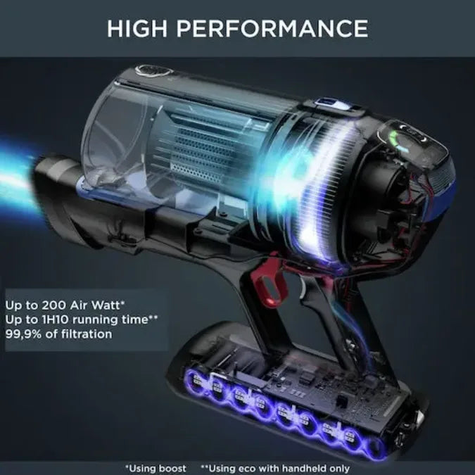Rowenta X-Force Flex RH99C0 Cordless Vacuum Cleaner, controls and display