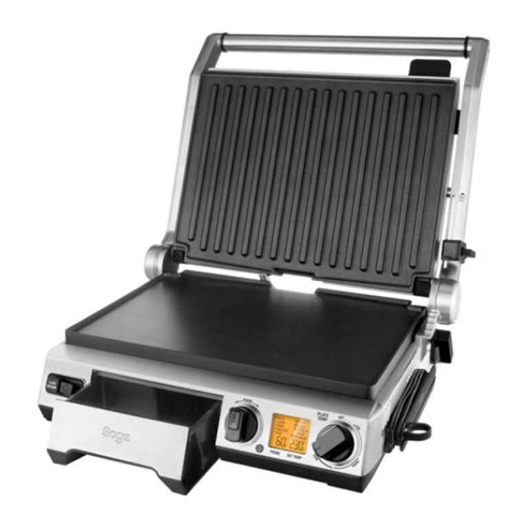 Sage the Smart Grill Pro BGR840 Contact Grill, open, angled view
