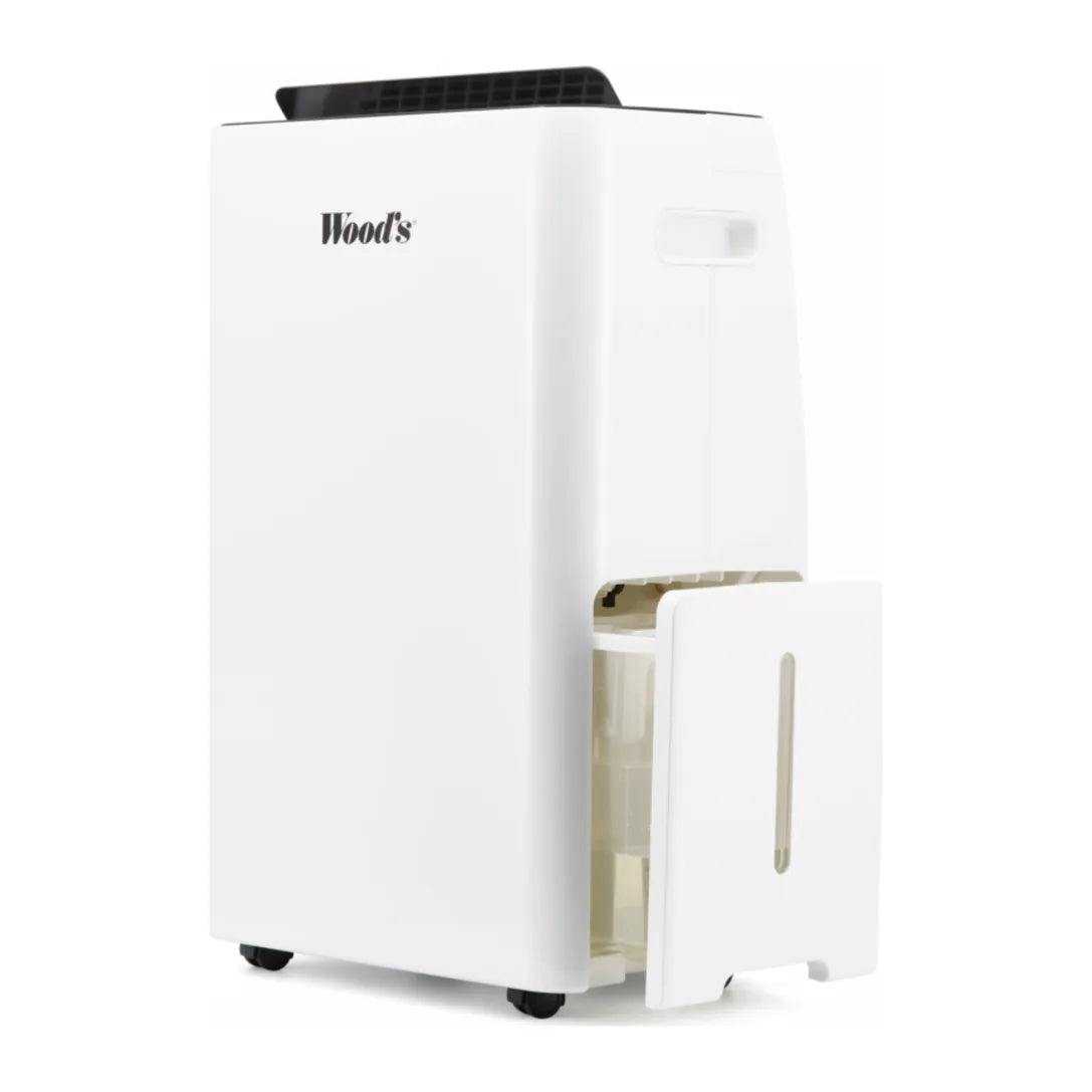 Wood's MRD20GW in White, with the water tank drawer pulled open