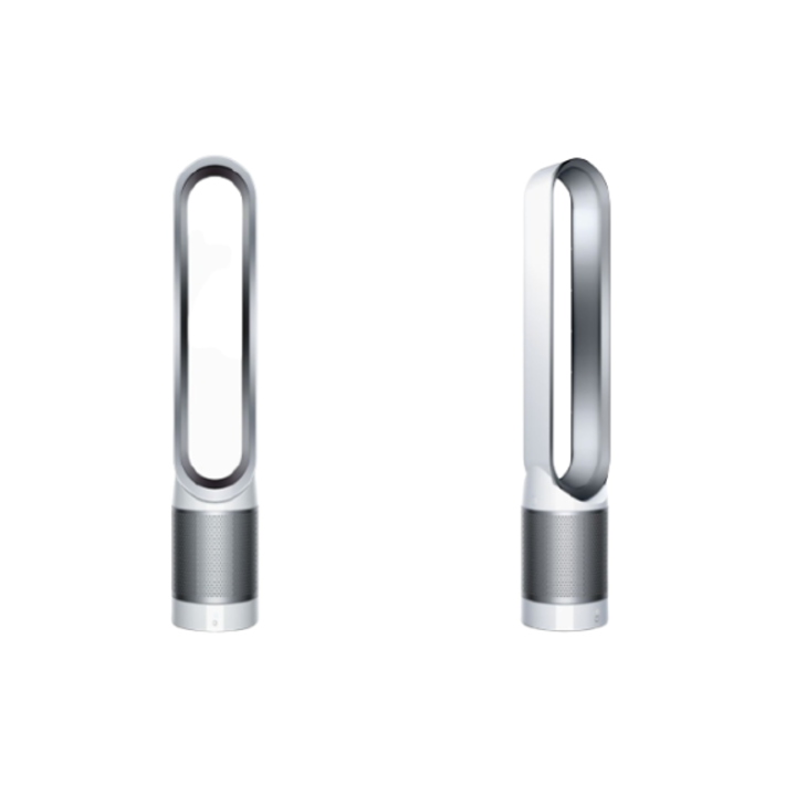 Dyson Pure Cool Link TP02 Purifying Fan in White/Silver, front and side views