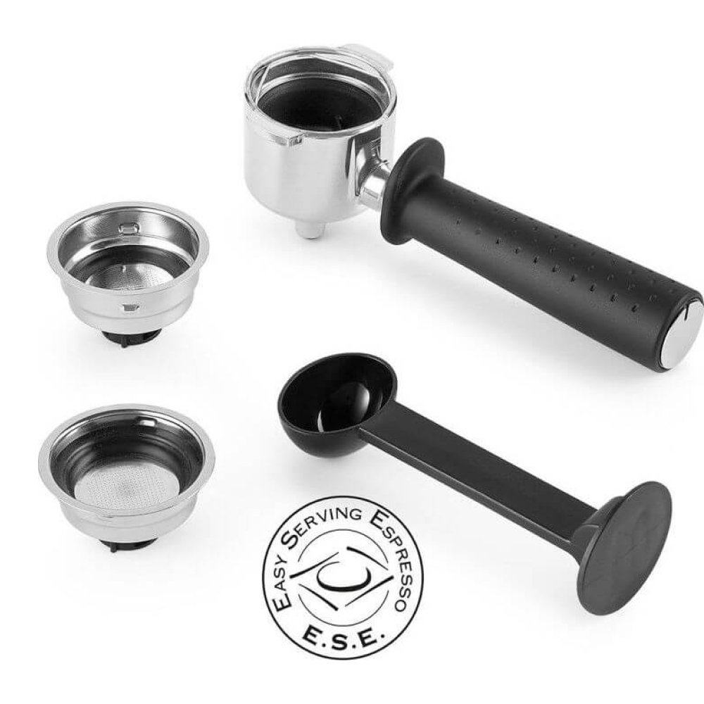 De'Longhi Stilosa EC260.BK Espresso Machine in Black, portafilter, filters and tamper