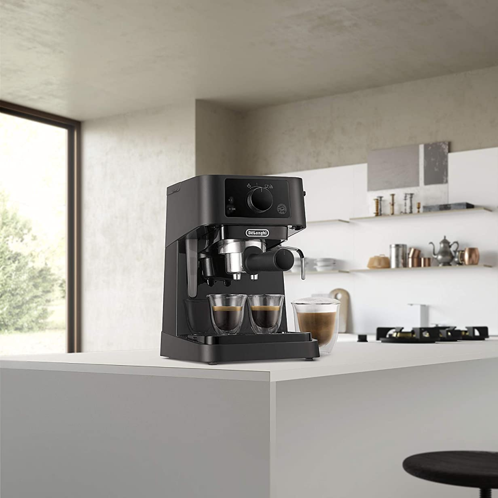 De'Longhi Stilosa EC260.BK Espresso Machine in Black, in a room setting