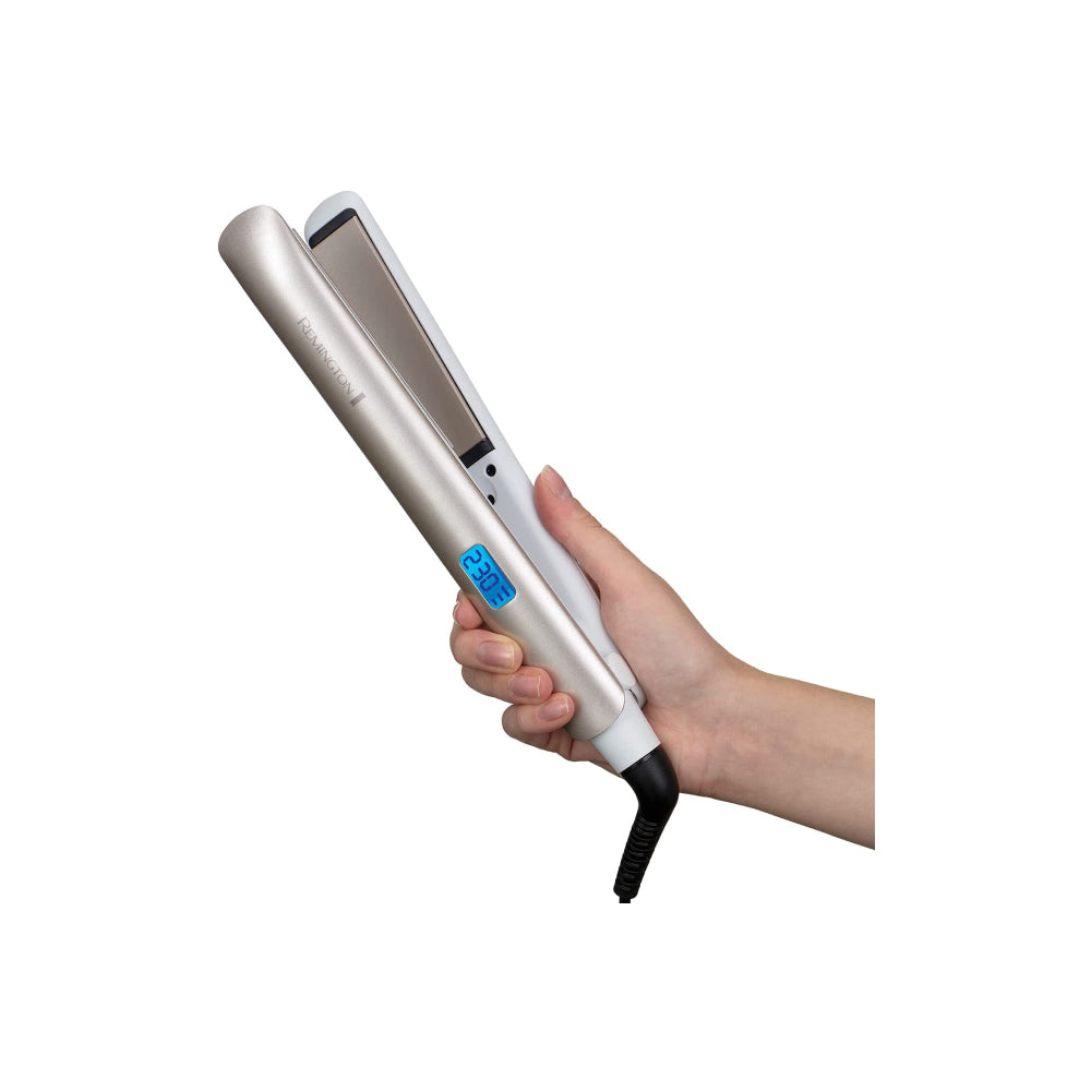 Remington Hydraluxe S8901 Hair Straightener, held in the hand