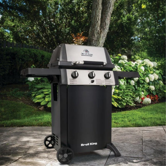 Broil King Gem 310 814153 Gas Barbecue, in a garden