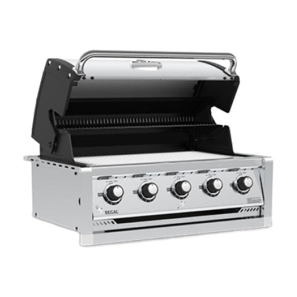 Broil King Regal S 520 886653 Built-In Gas Barbecue, lid open, angled view