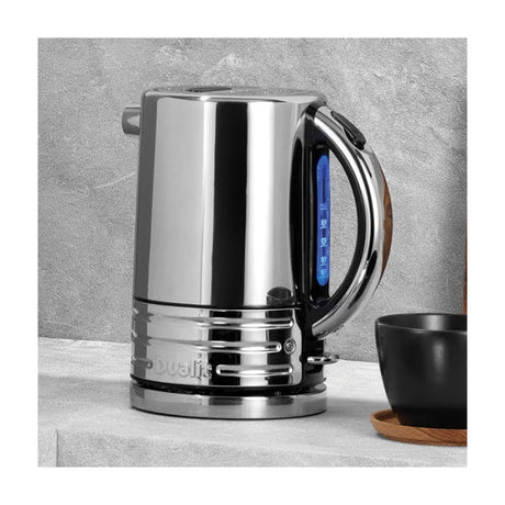 Dualit Architect 72925 Electric Kettle in Polished Steel with Black Trim, in a room setting