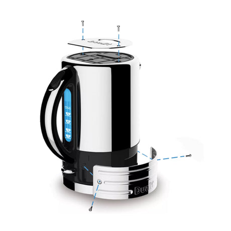 Dualit Architect 72925 Electric Kettle in Polished Steel with Black Trim, lifted off its base