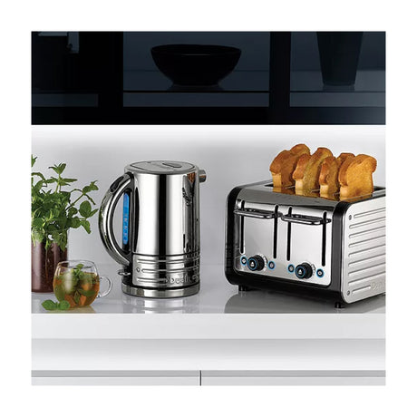 Dualit Architect 72925 Electric Kettle in Polished Steel with Black Trim, with a matching toaster