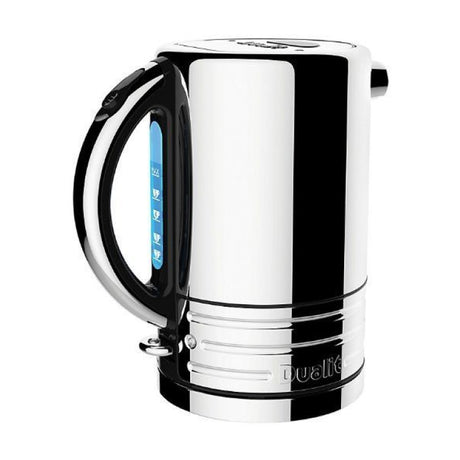 Dualit Architect 72925 Electric Kettle in Polished Steel with Black Trim, front view