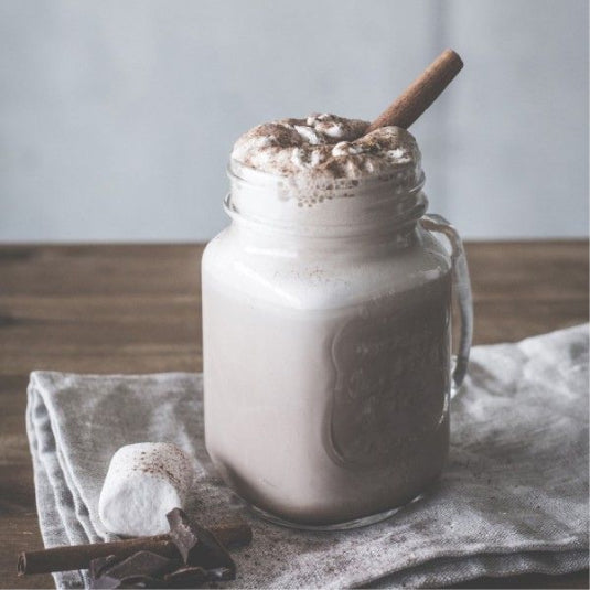 Gastroback Latte Magic 42326 Milk Frother in Black, with a hot chocolate