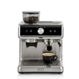 Izzy IZ-6007 Espresso Machine, front view with bean hopper and espresso cup