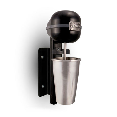 Kalko KDM450 Drink Mixer in Black, wall-mounted with its cup