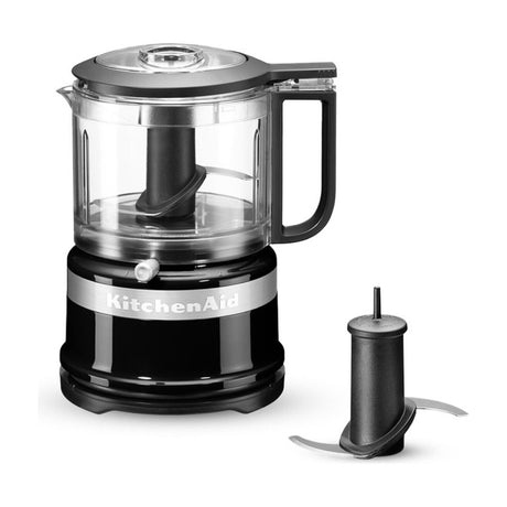 KitchenAid 5KFC3516 Food Chopper in black, with its whisk