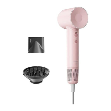 Laifen Swift Special Hair Dryer in pink, with its nozzles