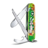 Victorinox My First 0.2373.E2 Pocket Knife in Green, opened, showing its tools