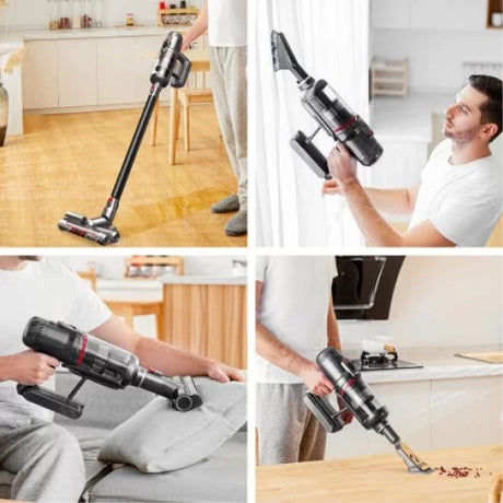 Puppyoo T12 Mate Cordless Vacuum Cleaner in Black, cleaning around the home