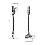 Puppyoo T12 Mate Cordless Vacuum Cleaner in Black, dimensions drawing
