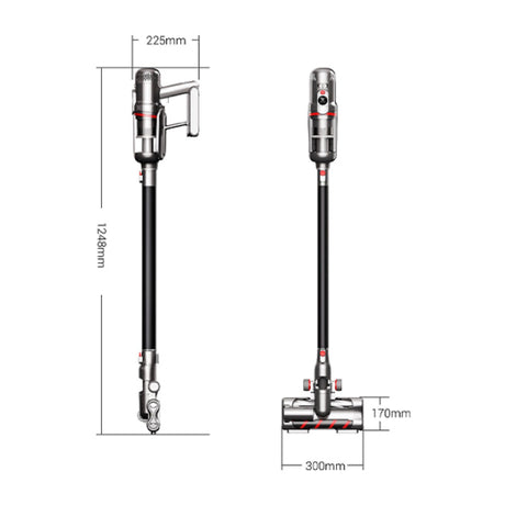 Puppyoo T12 Mate Cordless Vacuum Cleaner in Black, dimensions drawing