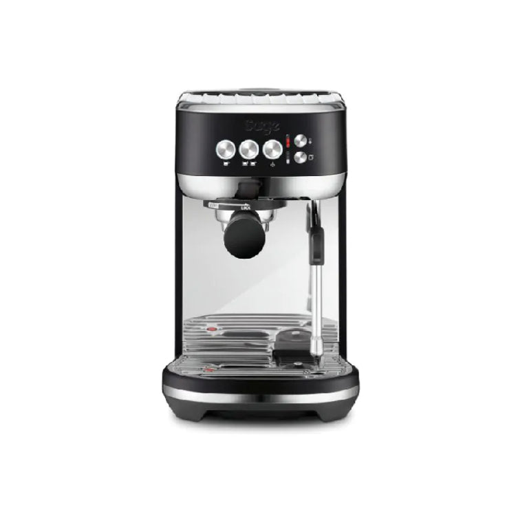 Sage Bambino Plus SES500BTR Espresso Machine in Black Truffle, front view