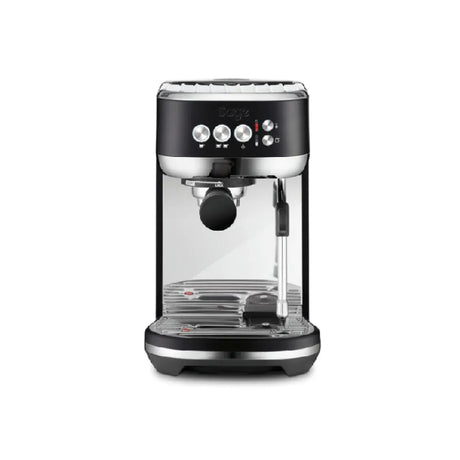 Sage Bambino Plus SES500BTR Espresso Machine in Black Truffle, front view
