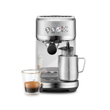 Sage Bambino Plus SES500BTR Espresso Machine in Stainless Steel, with a coffee and milk jug
