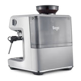 Sage Barista Express Impress SES876BSS Espresso Machine in Brushed Stainless Steel, side view
