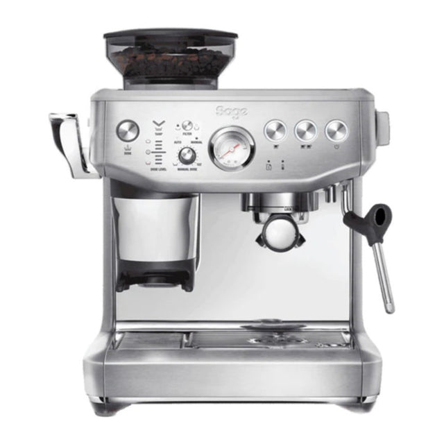 Sage Barista Express Impress SES876BSS Espresso Machine in Brushed Stainless Steel, front view