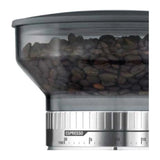 Sage the Dose Control Pro BCG600 Coffee Grinder in Silver, close-up of the bean hopper